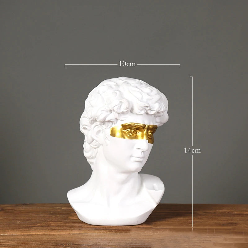 David Head Bust Statue, Resin Renaissance Sculpture Home Decor