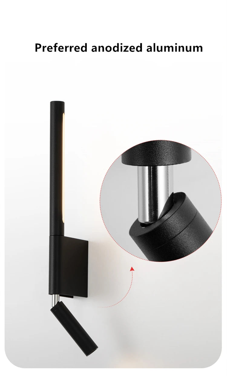 330-Degree Rotating Bedside LED Wall Light