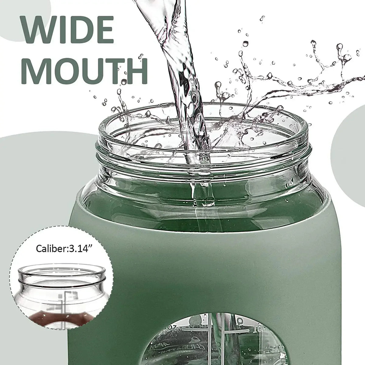 1L Glass Water Bottle with Straw and Sleeve