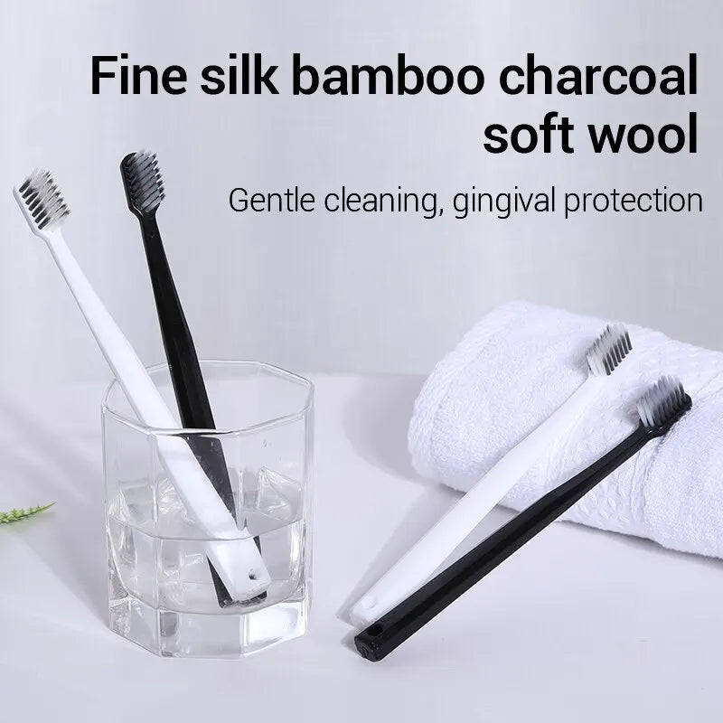 Bamboo Charcoal Soft Toothbrush Set, 10 Pack