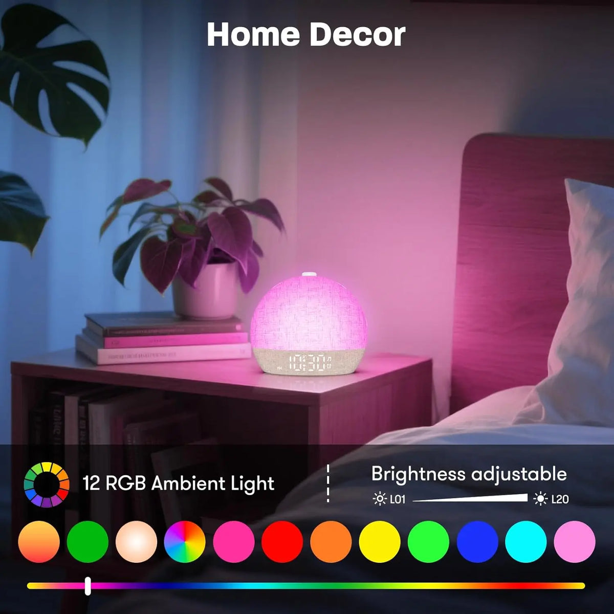 Sunrise Alarm Clock with White Noise and RGB Light