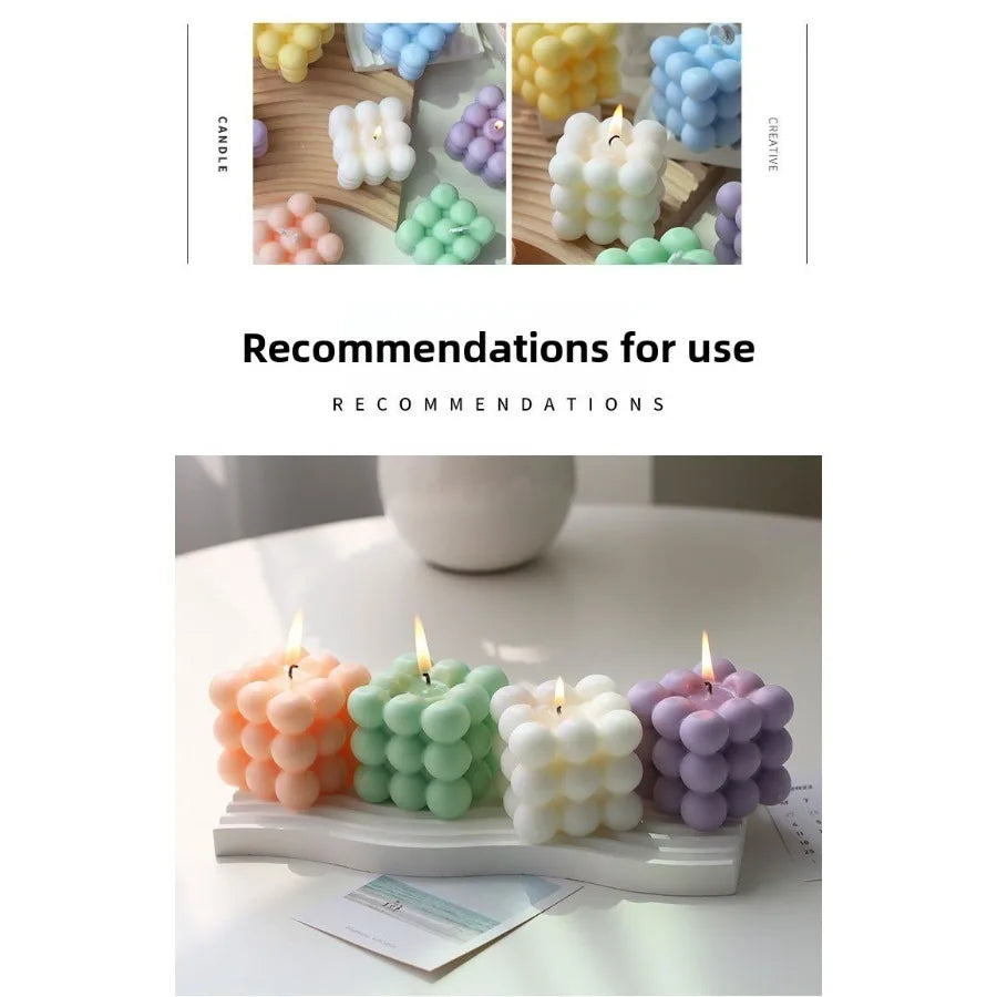 Bubble Cube Candle, Handmade Soy Wax Scented Decor Candle