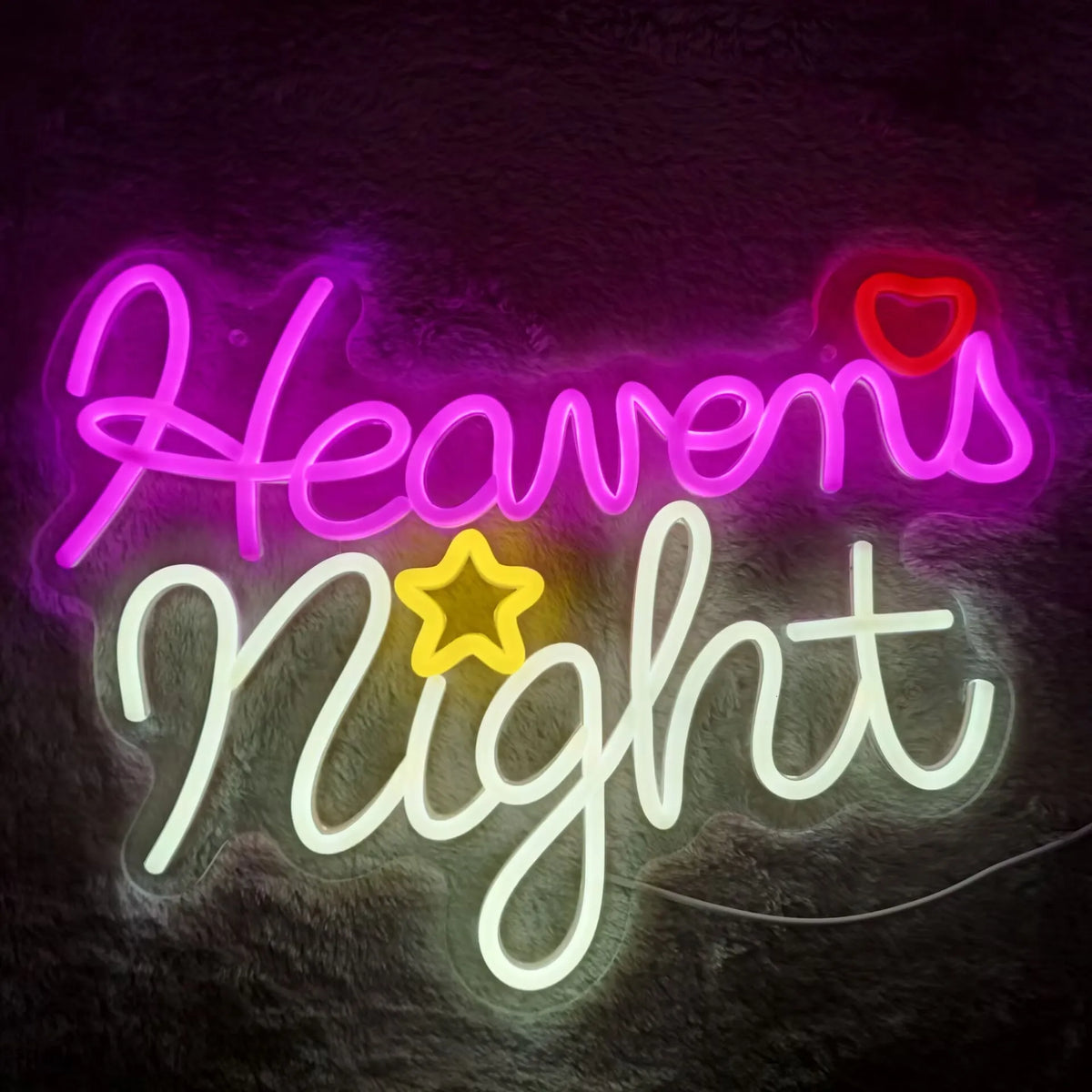 Heaven LED Neon Sign, Script Word Wall Light for Bedroom Decor