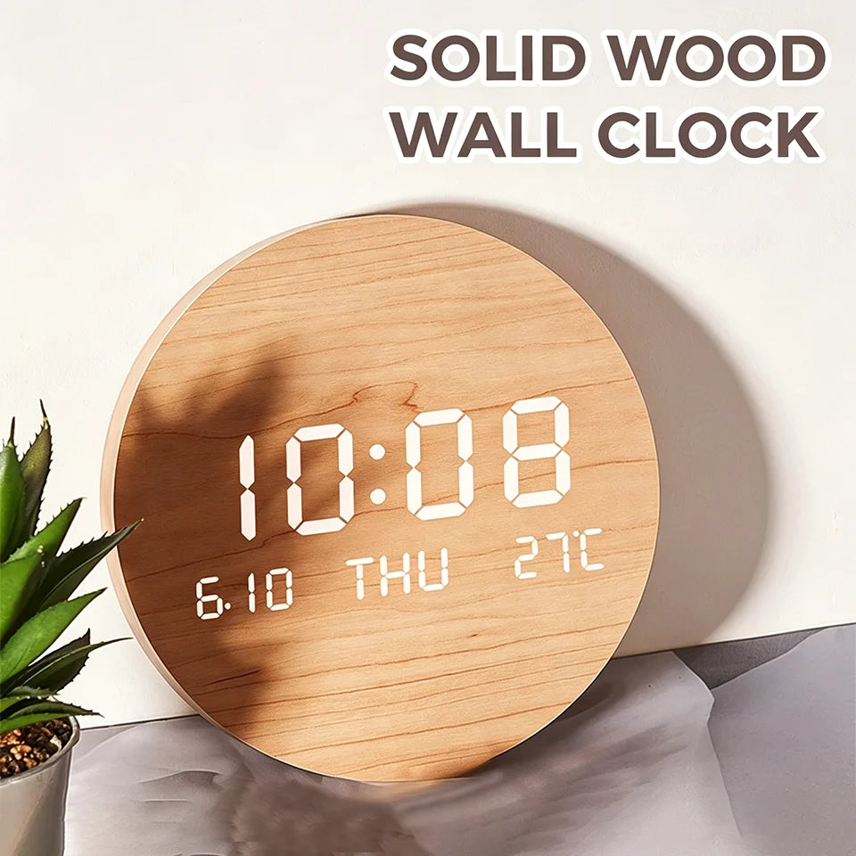 LED Digital Wall Clock with Date and Temperature