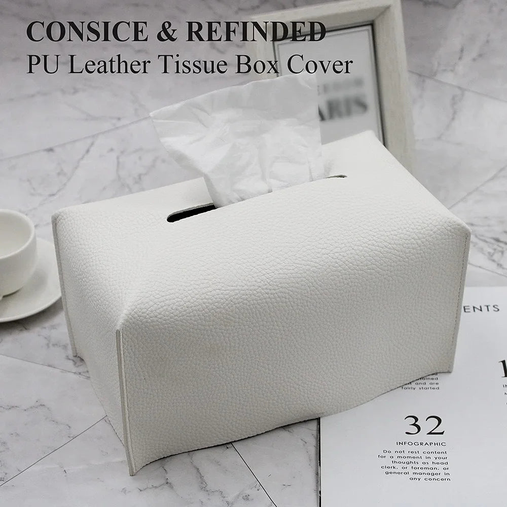 Tissue Box Cover, PU Leather Rectangular Tissue Holder
