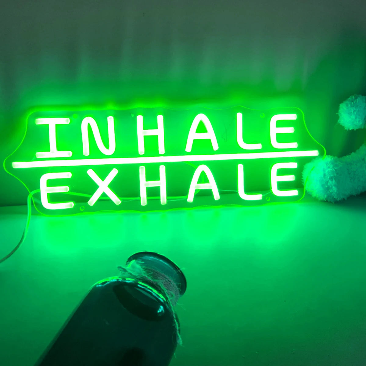 Inhale Exhale LED Neon Sign, USB Tabletop Light for Yoga Studio