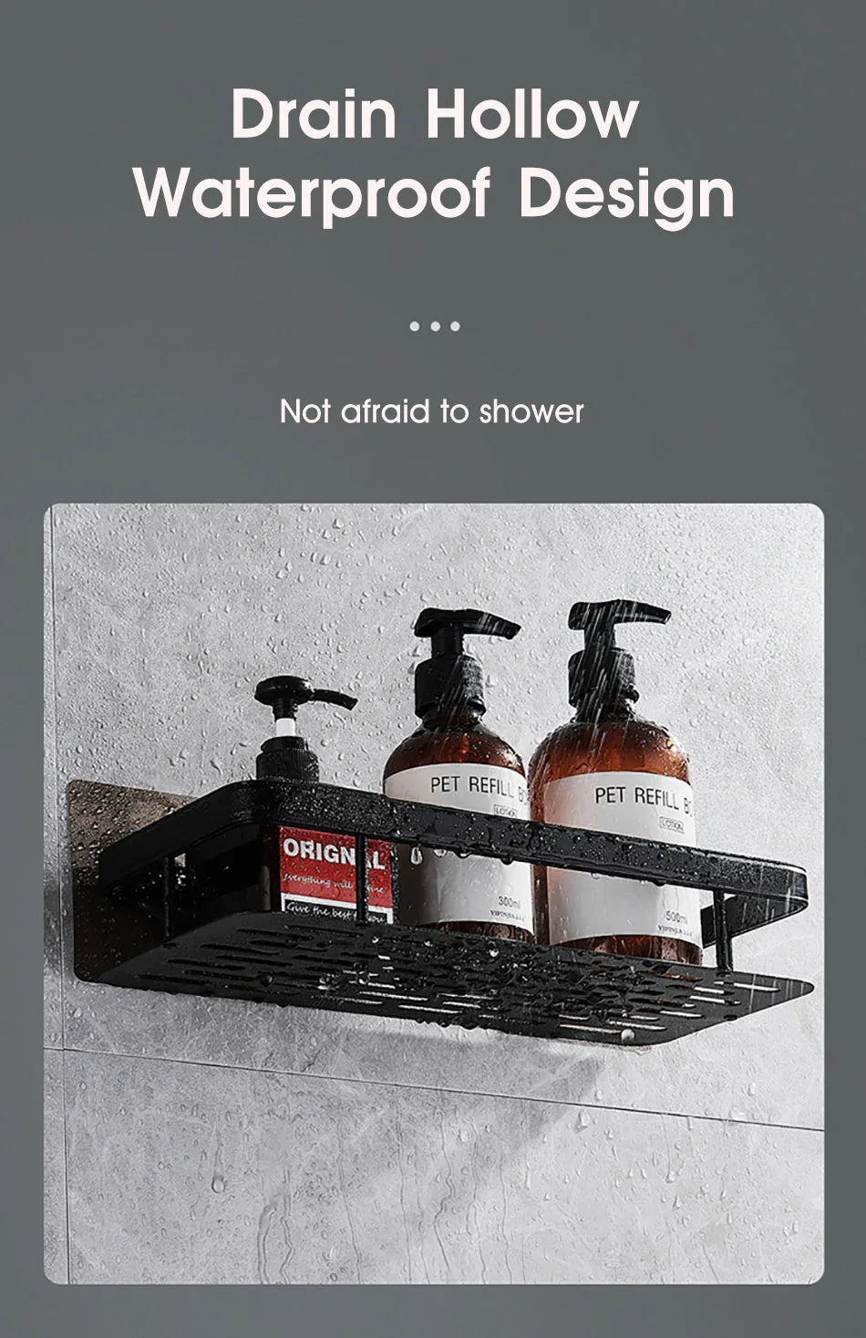 Corner Shower Shelf, No Drill Aluminum Bathroom Caddy