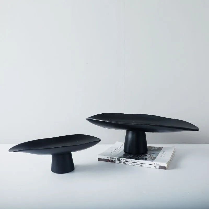 Pedestal Fruit Tray, Modern Resin Footed Dish, White or Black