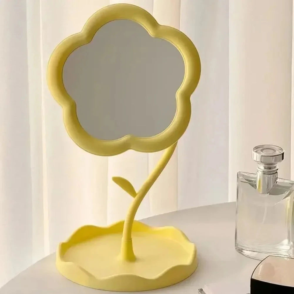 Flower Shaped Vanity Mirror, Cute Freestanding Desktop Makeup Mirror