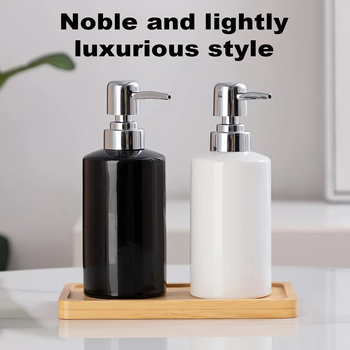 Ceramic Soap Dispenser, Glossy 10 oz Refillable Pump Bottle