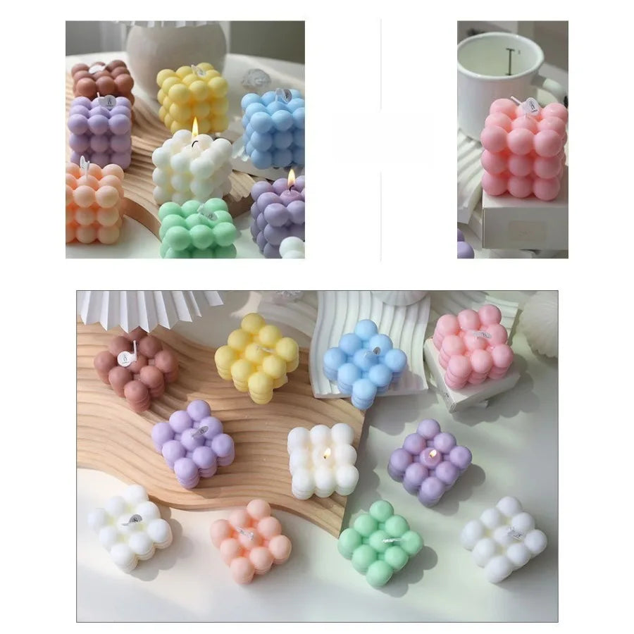 Bubble Cube Candle, Handmade Soy Wax Scented Decor Candle