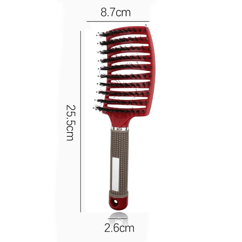 Detangling Hair Brush, Curved Vented Boar and Nylon Bristle