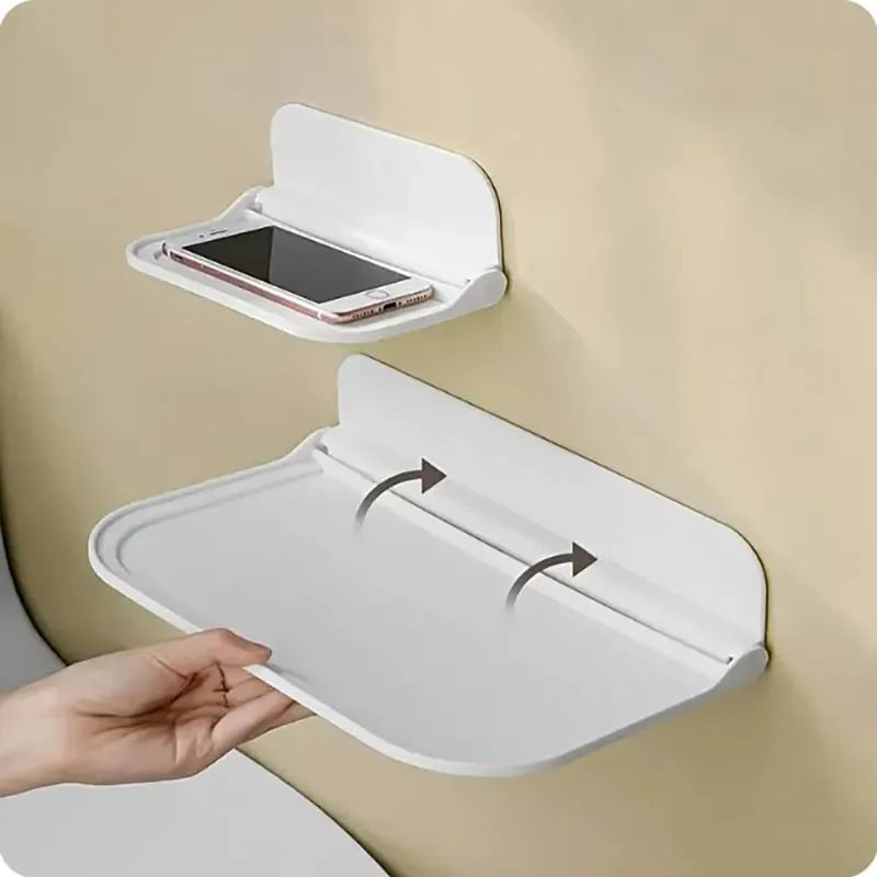 Foldable Wall Shelf, No Drill Floating Shelf for Bathroom