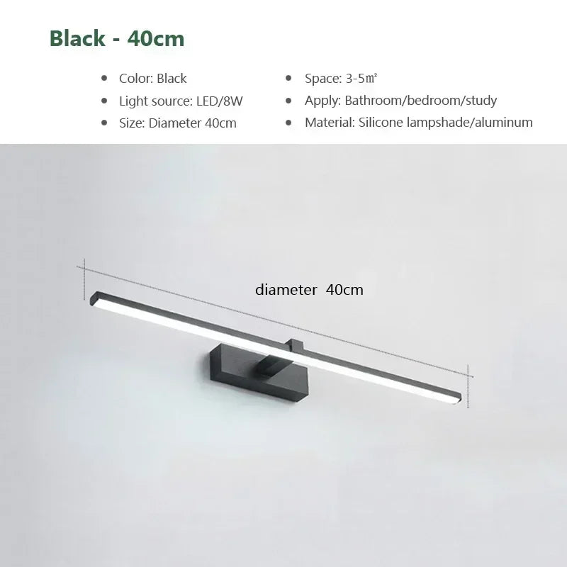 LED Vanity Wall Light, Modern Bathroom Sconce with Acrylic Shade