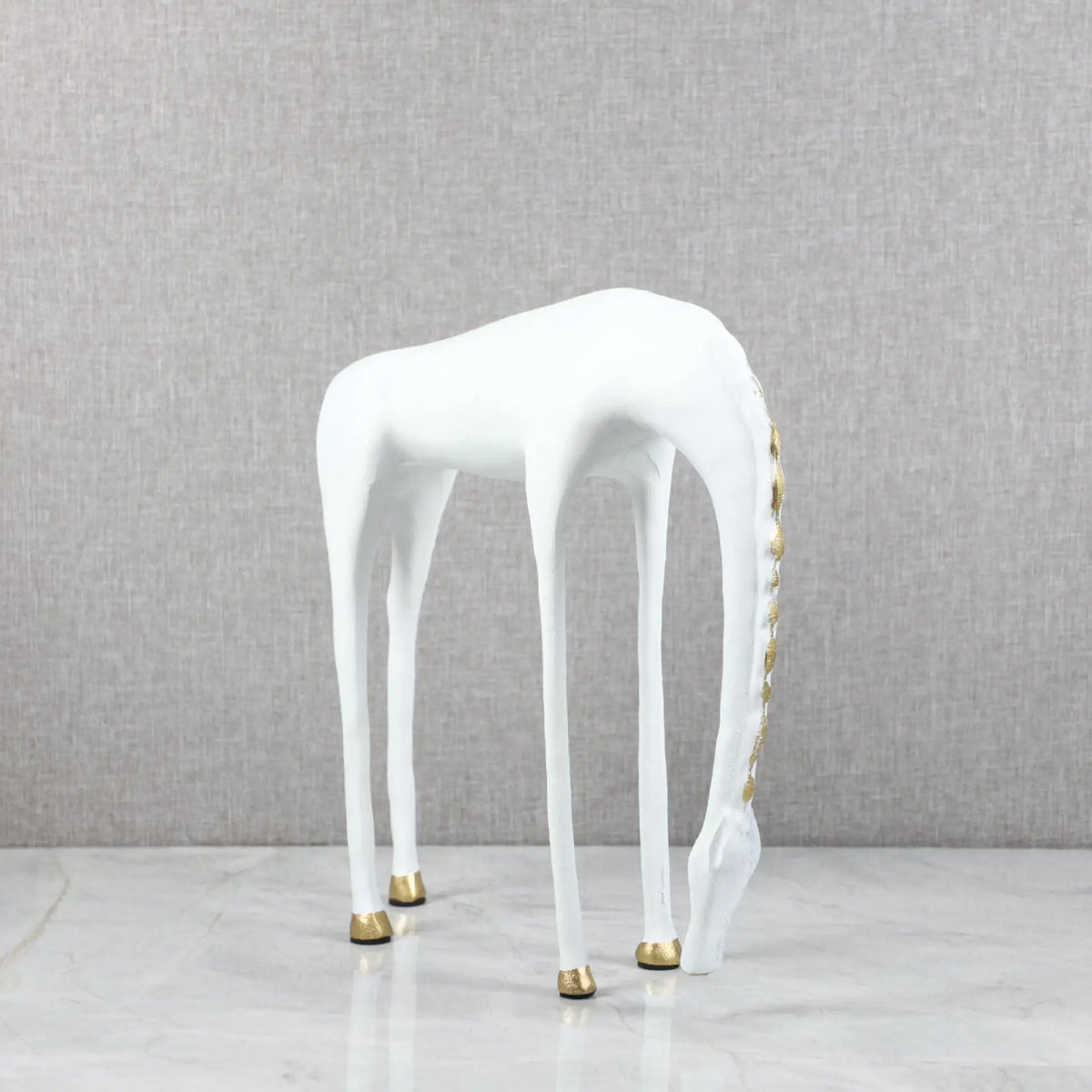 Black Cast Iron Abstract Horse and Deer Statue