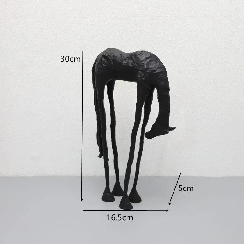 Black Cast Iron Abstract Horse and Deer Statue