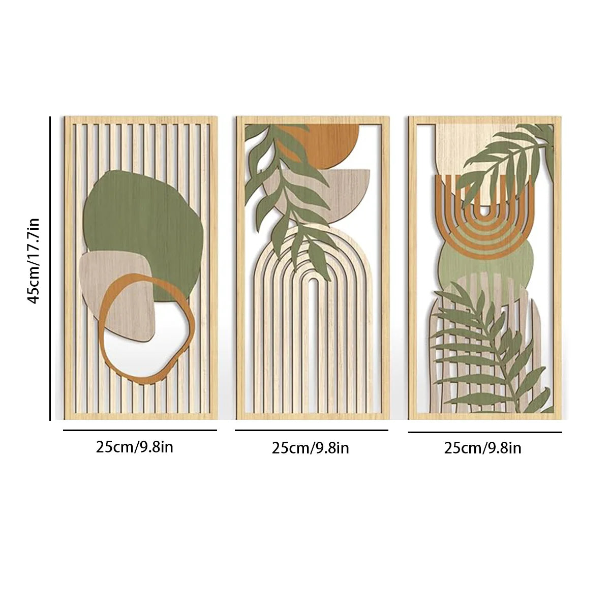 Bohemian Wooden Wall Art Set of 3, Hollow Geometric Wall Plaques