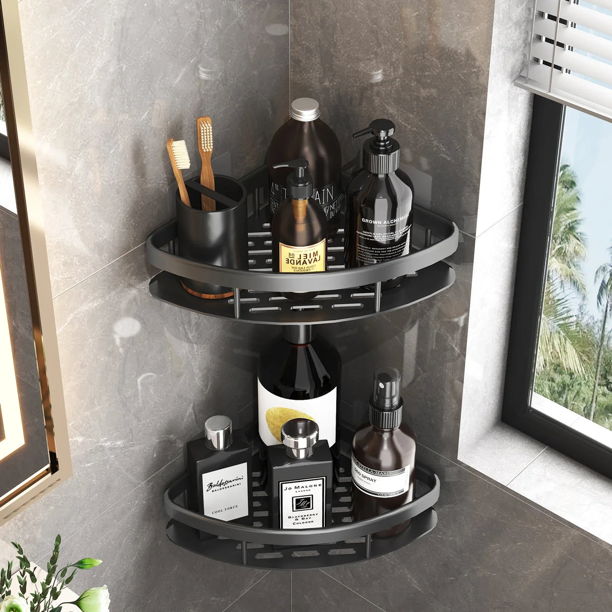 Corner Shower Shelf, No Drill Aluminum Bathroom Caddy