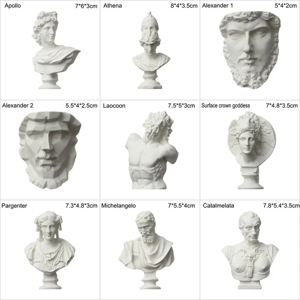 Mini Greek Bust Statue, Plaster Style Resin Figurine