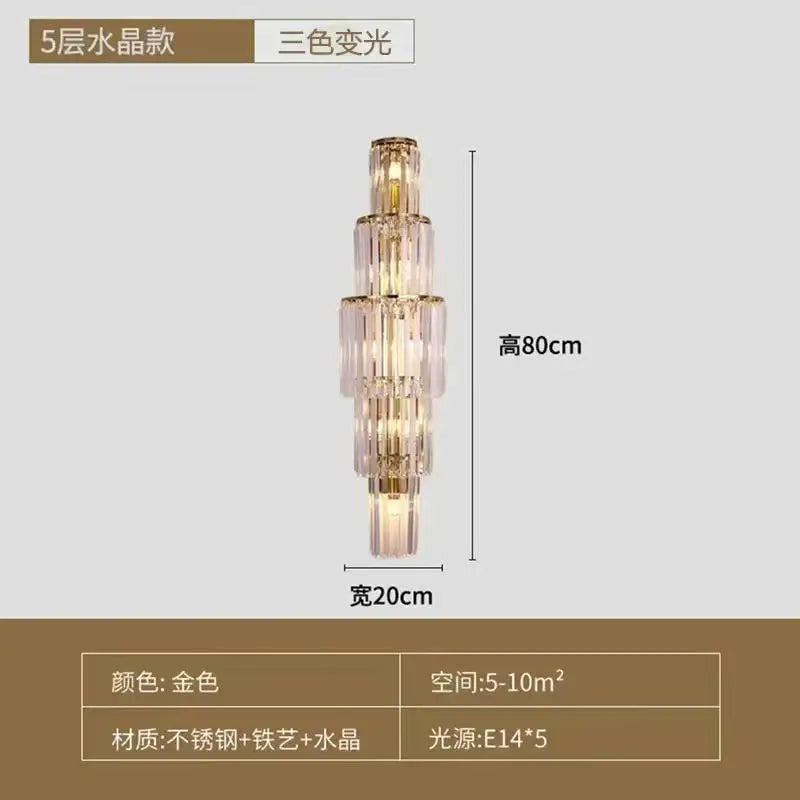 Nordic Crystal Wall Sconce, Up and Down Light for Hallway, E14