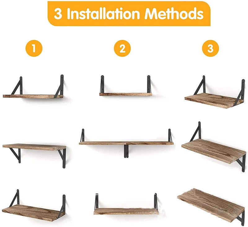 Wooden Floating Wall Shelf with Metal Frame