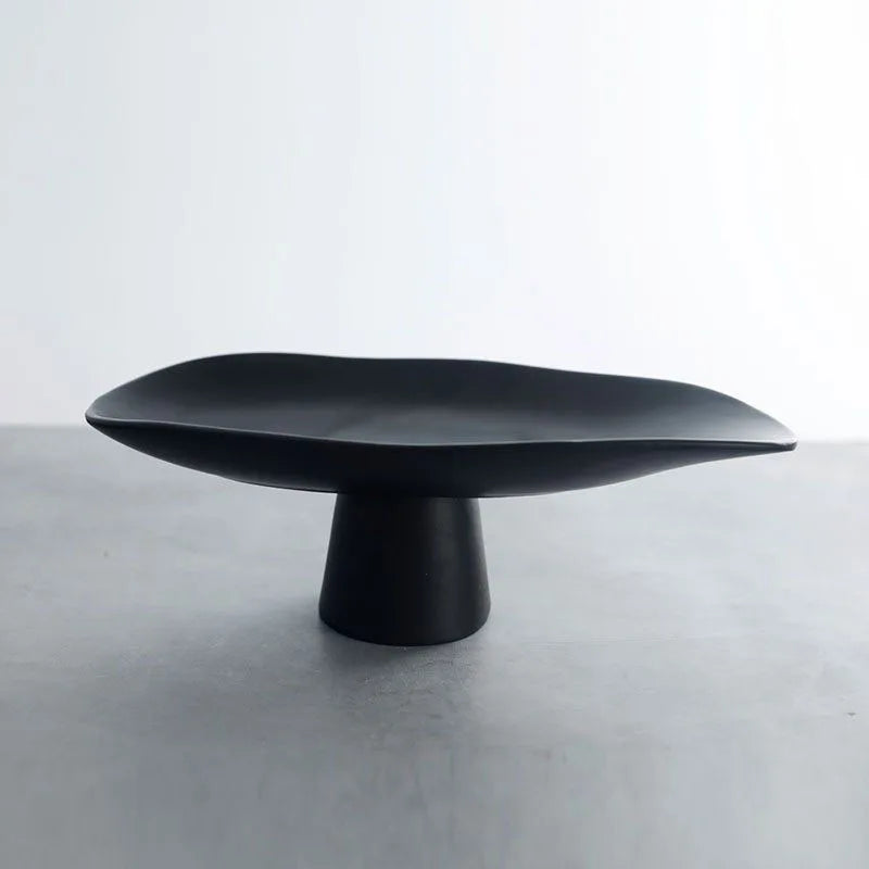 Pedestal Fruit Tray, Modern Resin Footed Dish, White or Black