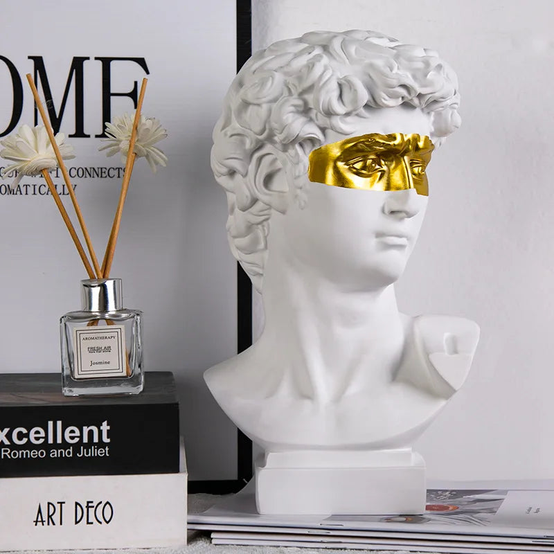 David Head Bust Statue, Resin Renaissance Sculpture Home Decor