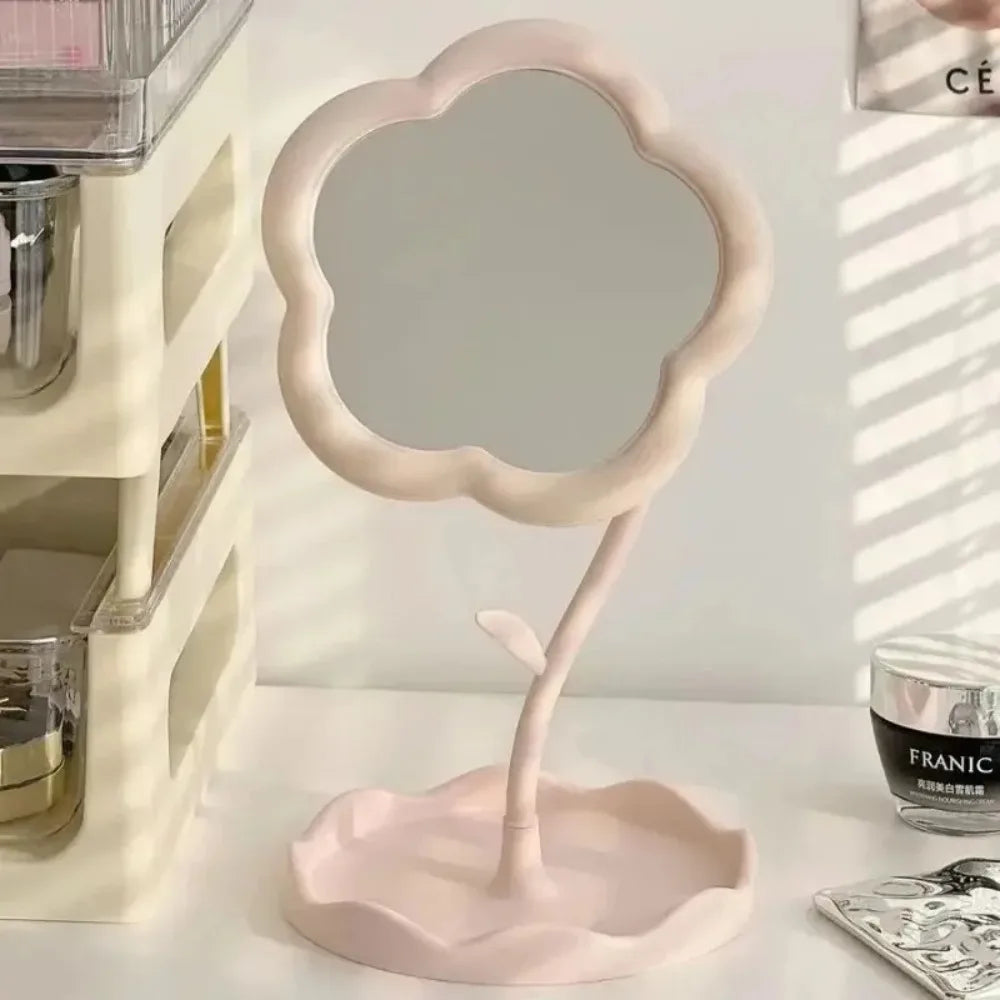 Flower Shaped Vanity Mirror, Cute Freestanding Desktop Makeup Mirror