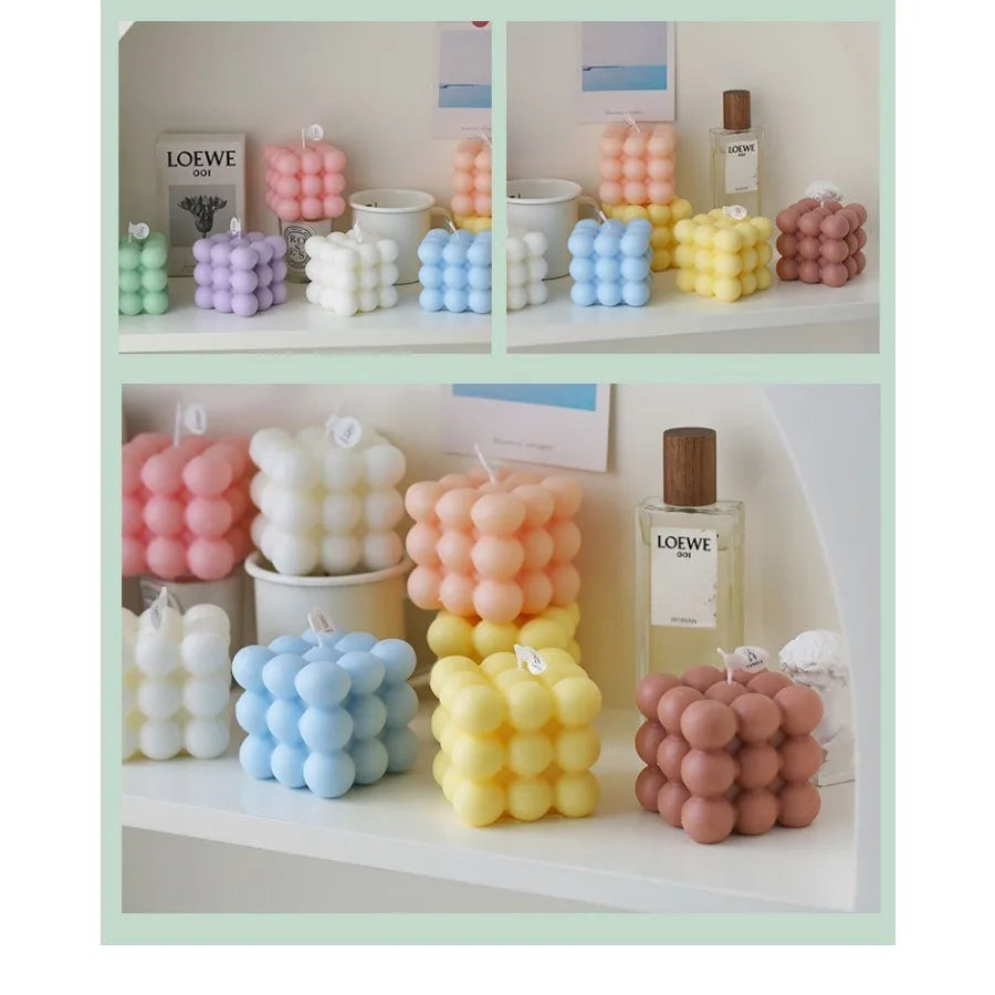 Bubble Cube Candle, Handmade Soy Wax Scented Decor Candle