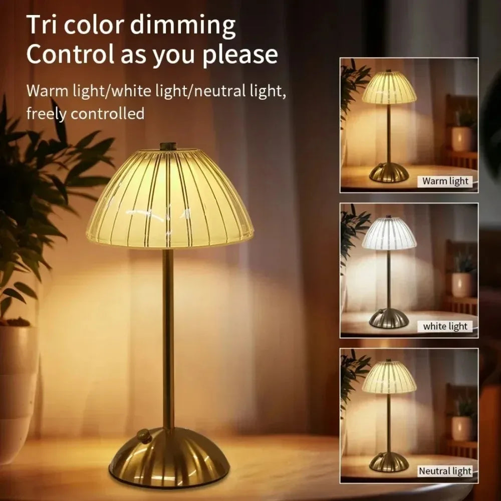 Crystal Touch Table Lamp, USB Rechargeable
