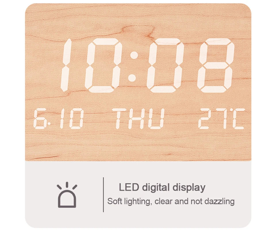 LED Digital Wall Clock with Date and Temperature