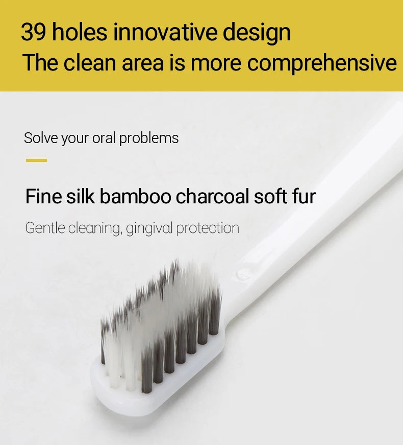 Bamboo Charcoal Soft Toothbrush Set, 10 Pack