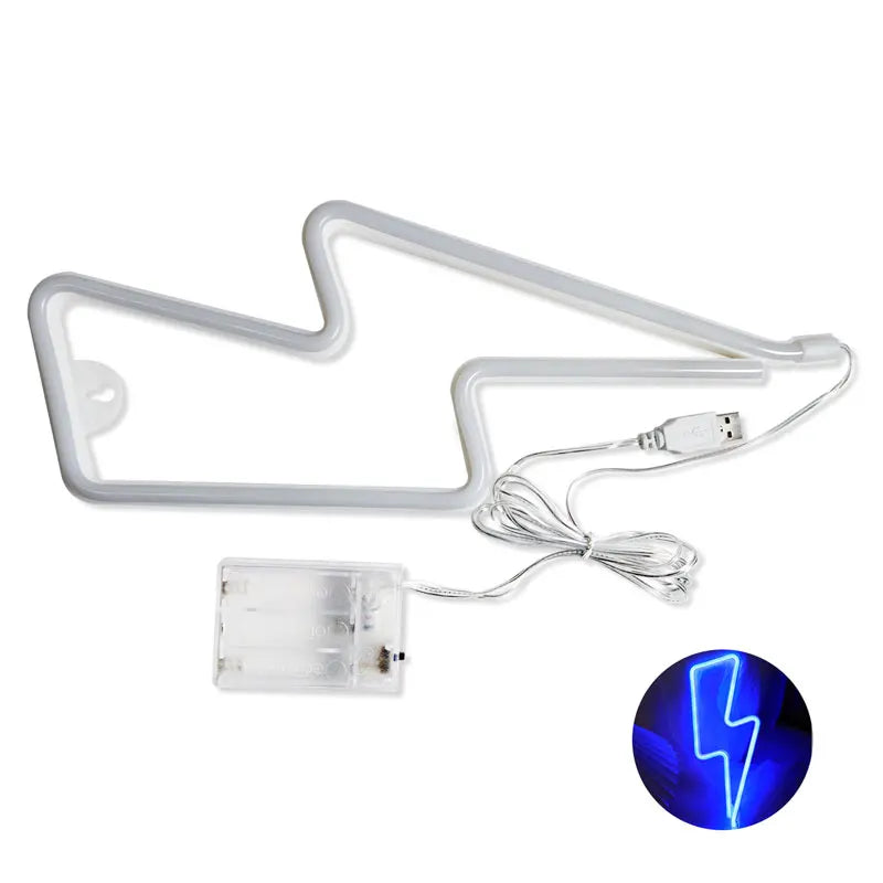 Lightning Bolt Neon Table Light, USB or Battery LED Desk Lamp