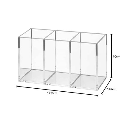 Clear Acrylic 3-Slot Makeup Brush Organizer
