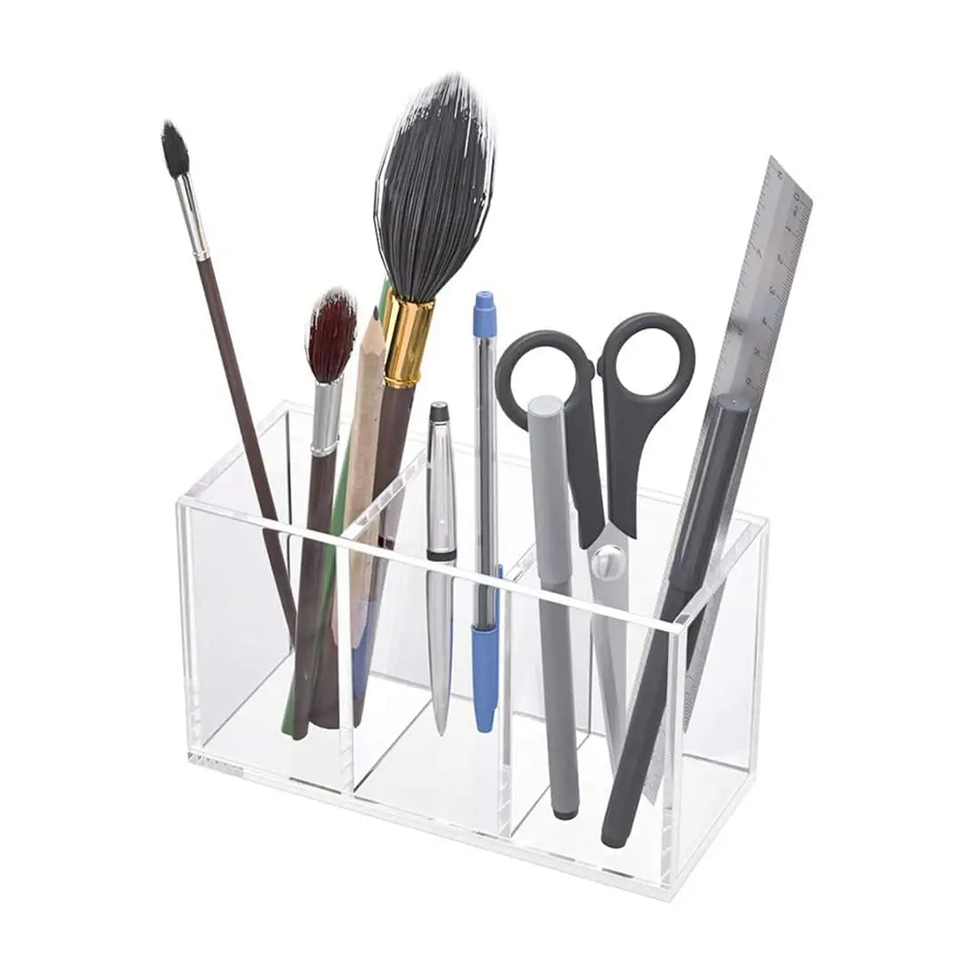 Clear Acrylic 3-Slot Makeup Brush Organizer