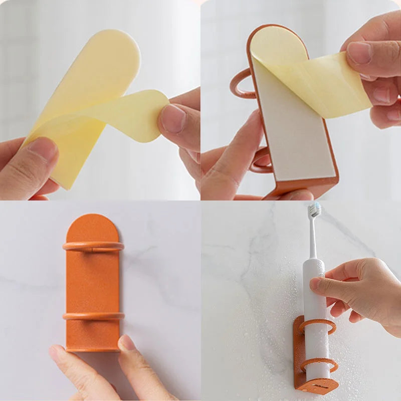 Electric Toothbrush Holder, Wall Mounted Iron Rack with Drain