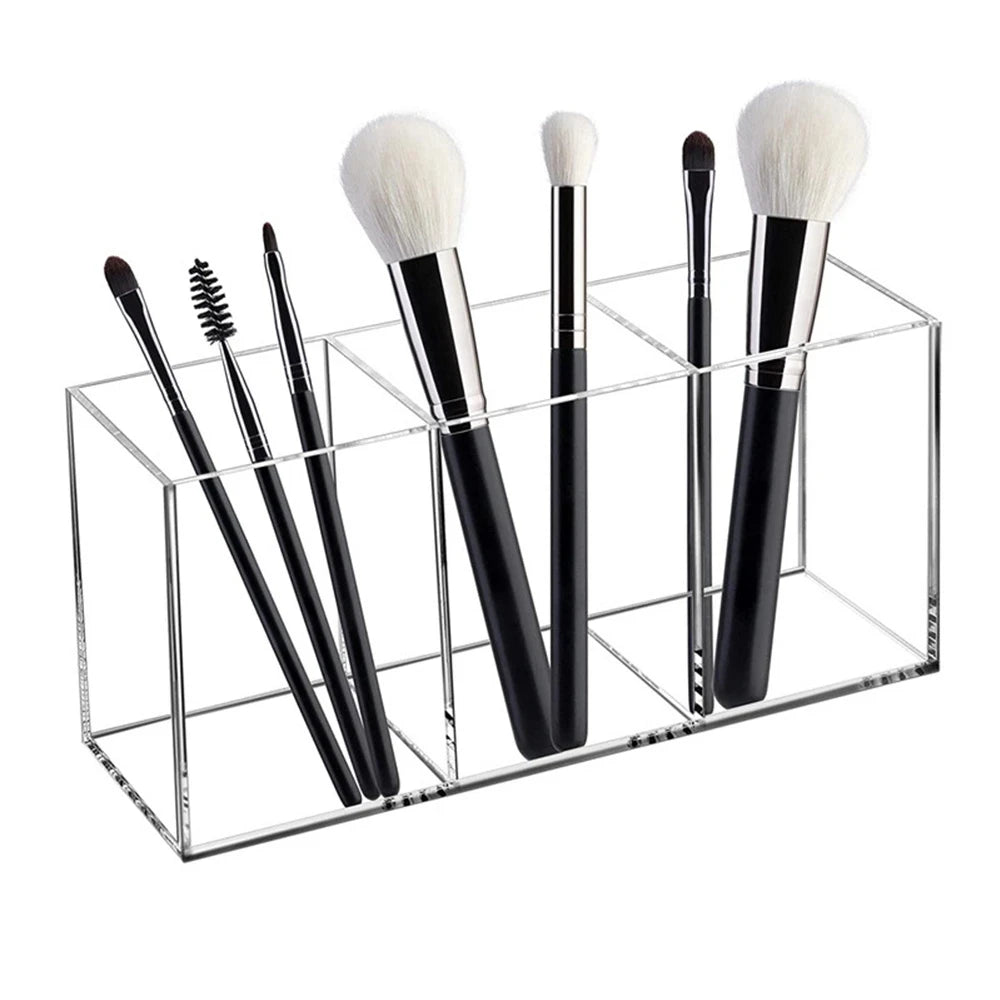Clear Acrylic 3-Slot Makeup Brush Organizer