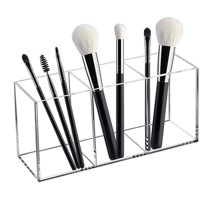 Clear Acrylic 3-Slot Makeup Brush Organizer