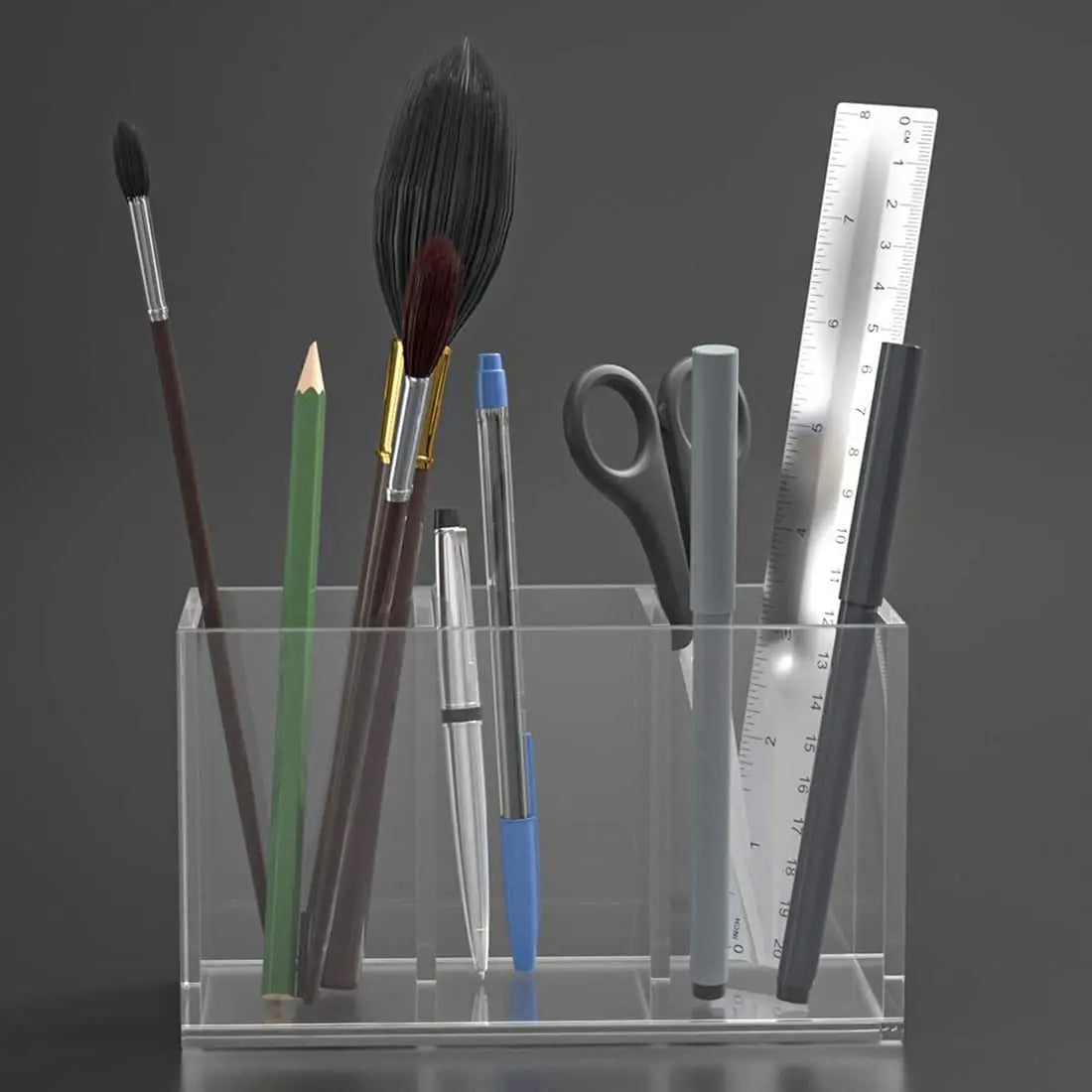 Clear Acrylic 3-Slot Makeup Brush Organizer
