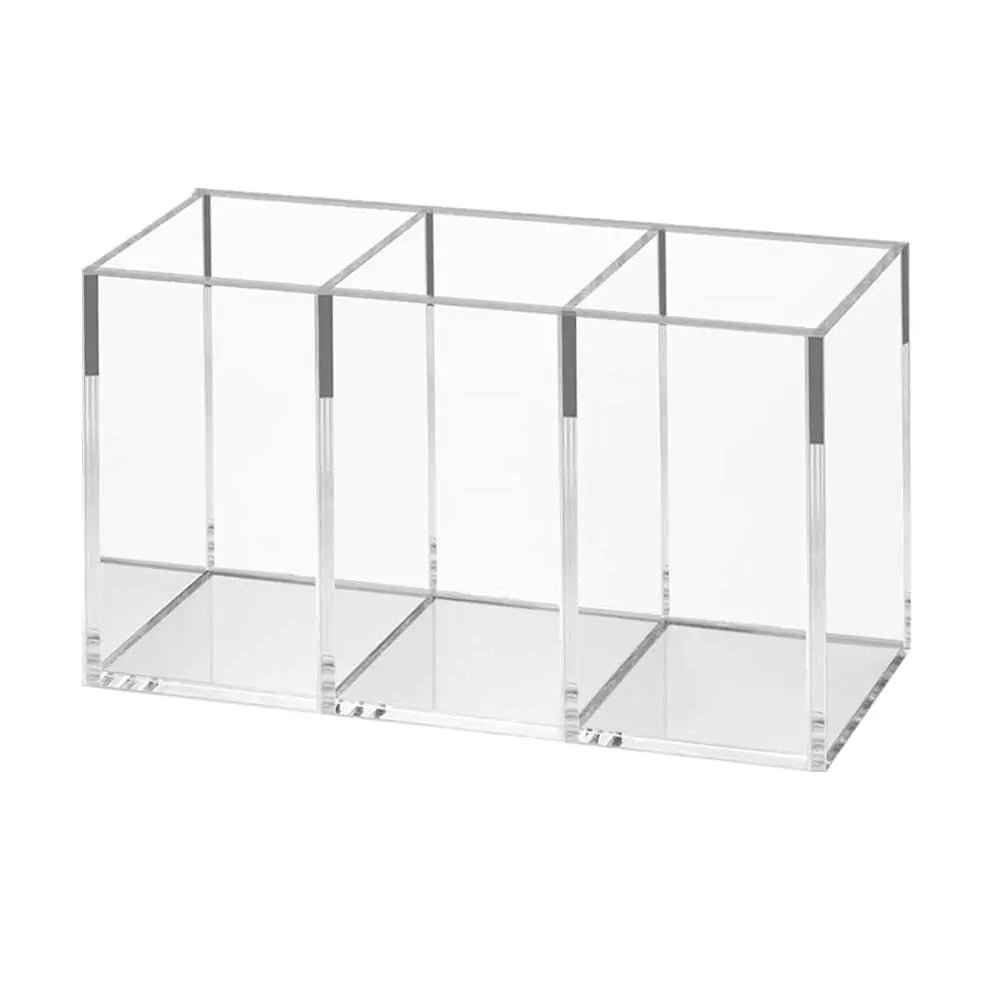 Clear Acrylic 3-Slot Makeup Brush Organizer