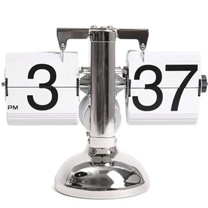 Retro Flip Desk Clock, Mechanical Stainless Steel Table Clock