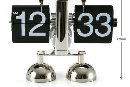 Retro Flip Desk Clock, Mechanical Stainless Steel Table Clock