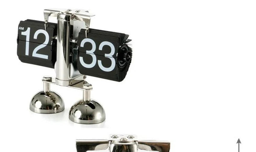 Retro Flip Desk Clock, Mechanical Stainless Steel Table Clock