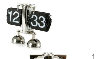 Retro Flip Desk Clock, Mechanical Stainless Steel Table Clock