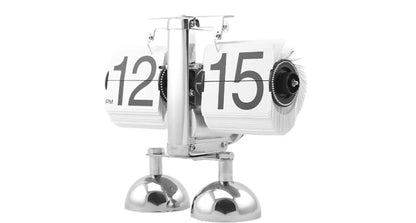 Retro Flip Desk Clock, Mechanical Stainless Steel Table Clock