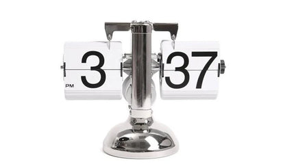 Retro Flip Desk Clock, Mechanical Stainless Steel Table Clock