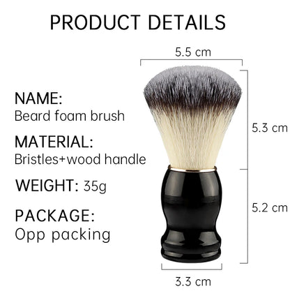 Shaving Brush with Wooden Handle, Dense Bristle Lather Brush