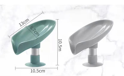 Leaf-Shaped Draining Soap Dish with Suction