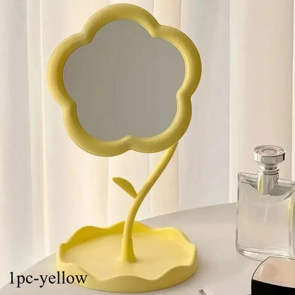 Flower Shaped Vanity Mirror, Cute Freestanding Desktop Makeup Mirror