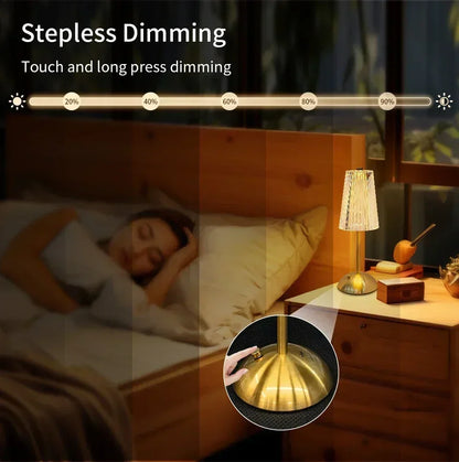 Crystal Touch Table Lamp, USB Rechargeable